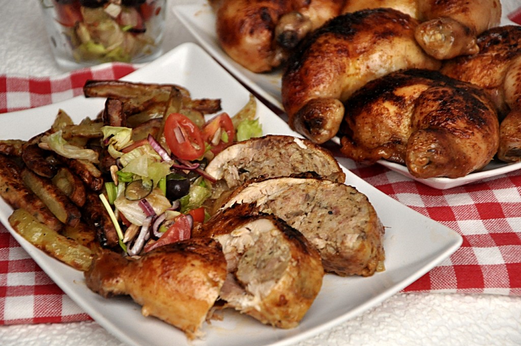 Ćwiartki kurczaka faszerowane mięsem mielonym i pieczarkami