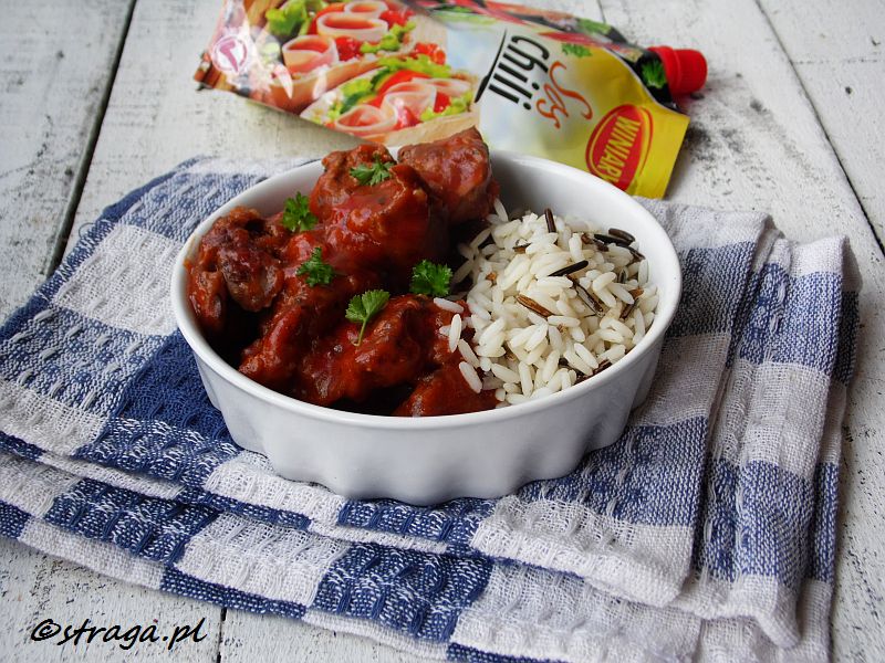 Wątróbka drobiowa w sosie chili