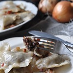 Pierogi z kaszanką i karmelizowaną cebulą