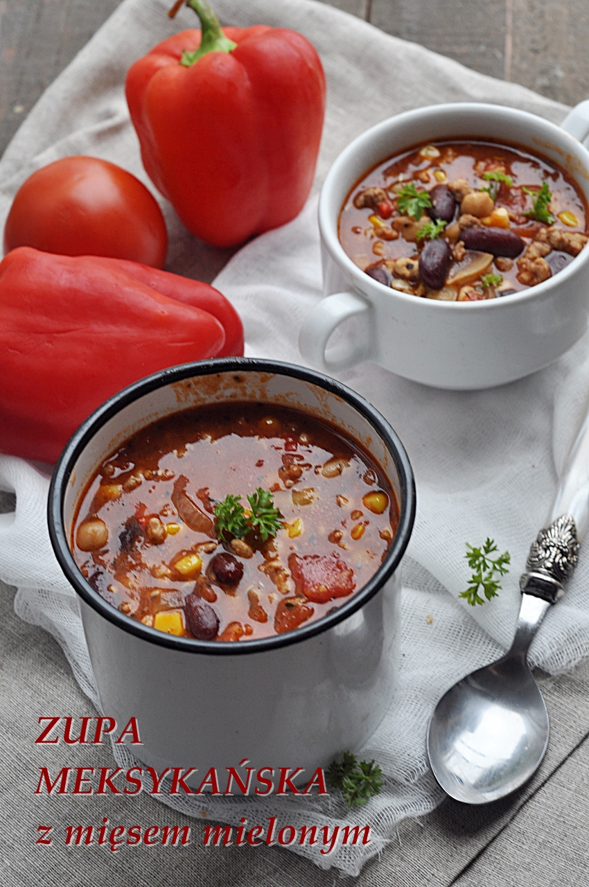 Zupa meksykańska z mięsem mielonym