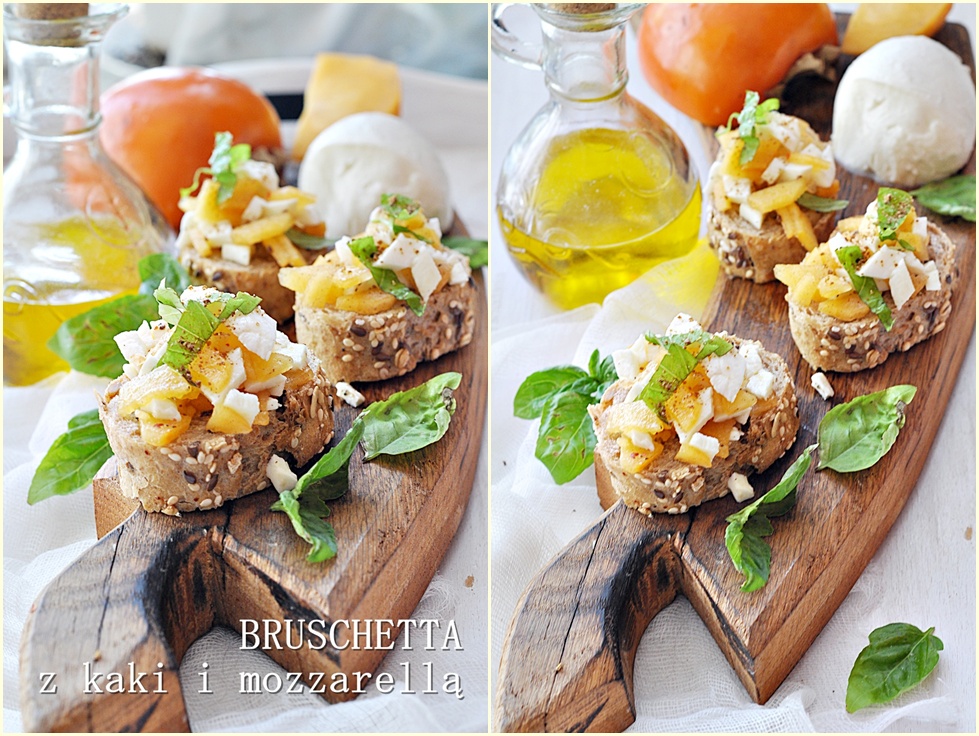 Bruschetta z kaki i mozzarella