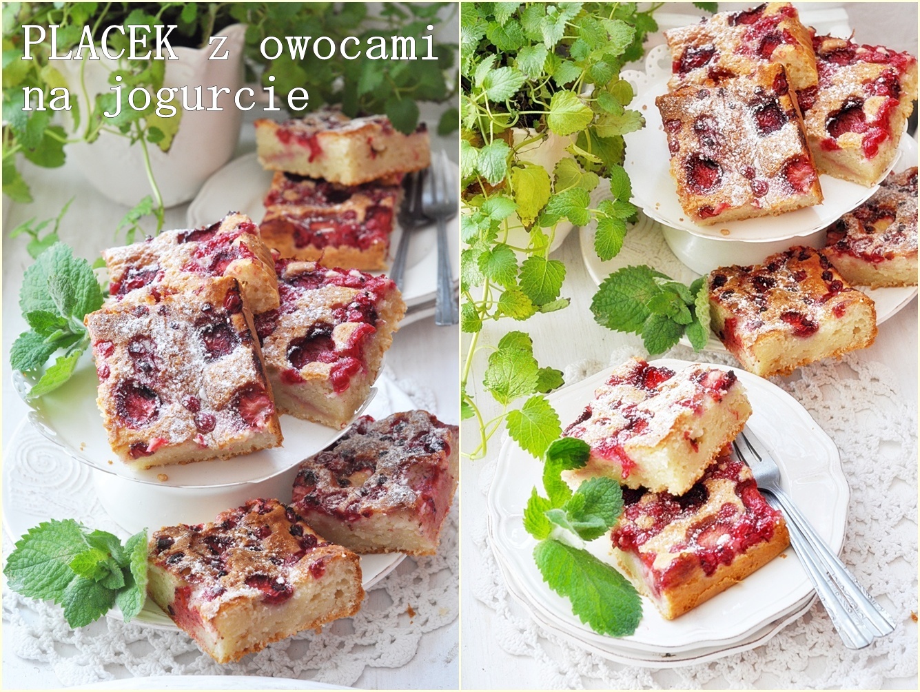 Prosty placek z owocami na jogurcie