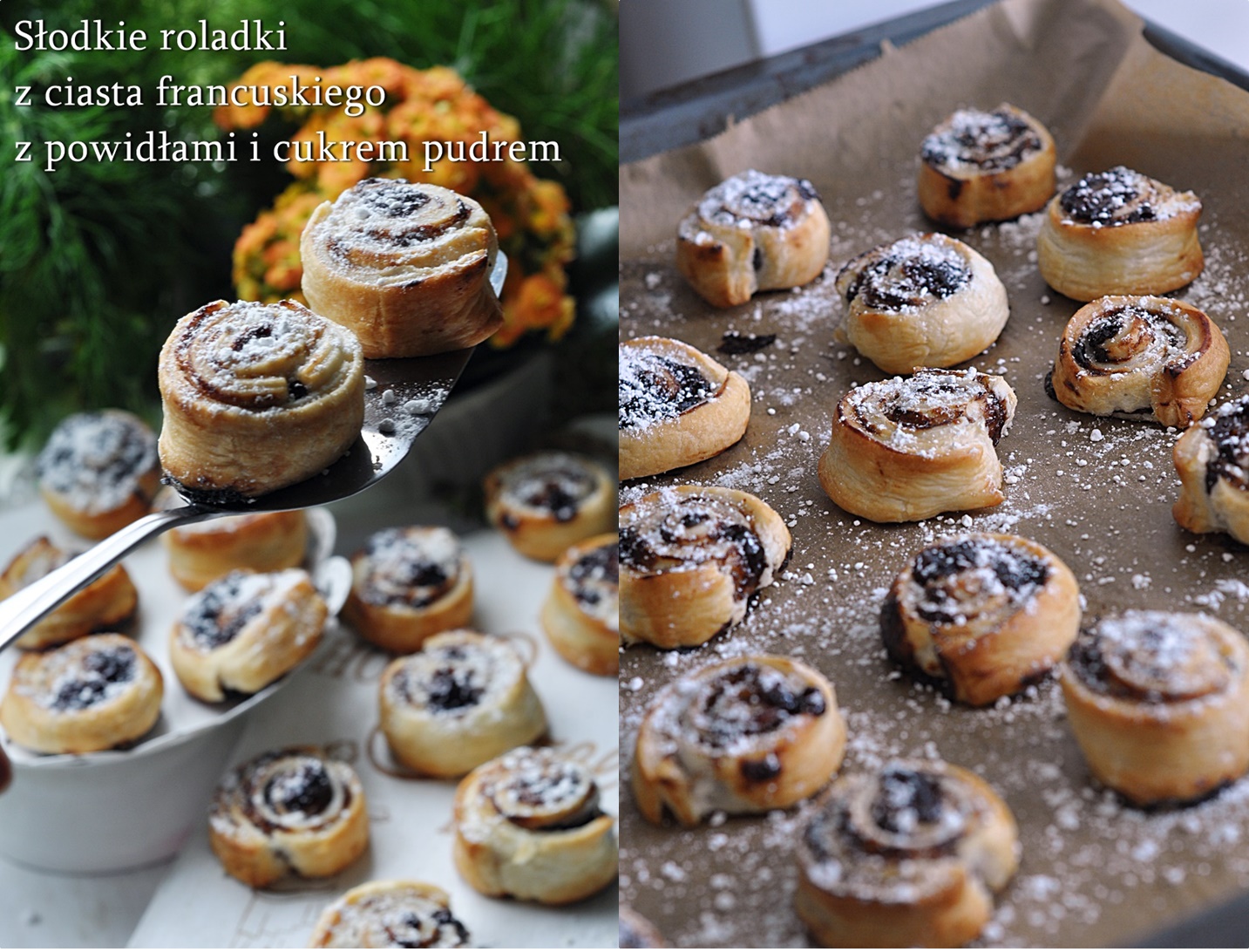 Słodkie roladki z ciasta francuskiego