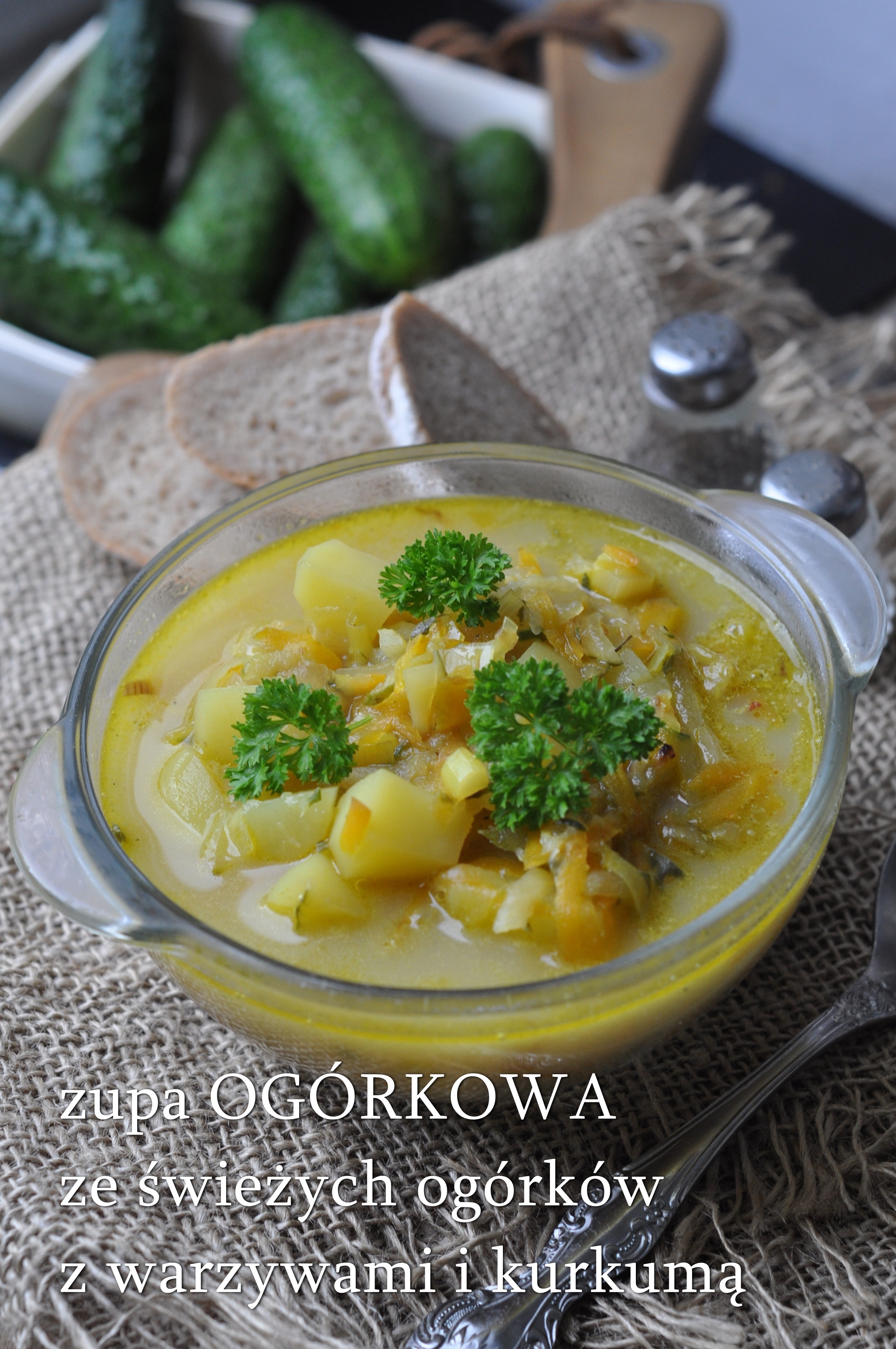 Zupa ogórkowa ze świeżych ogórków bez mięsa