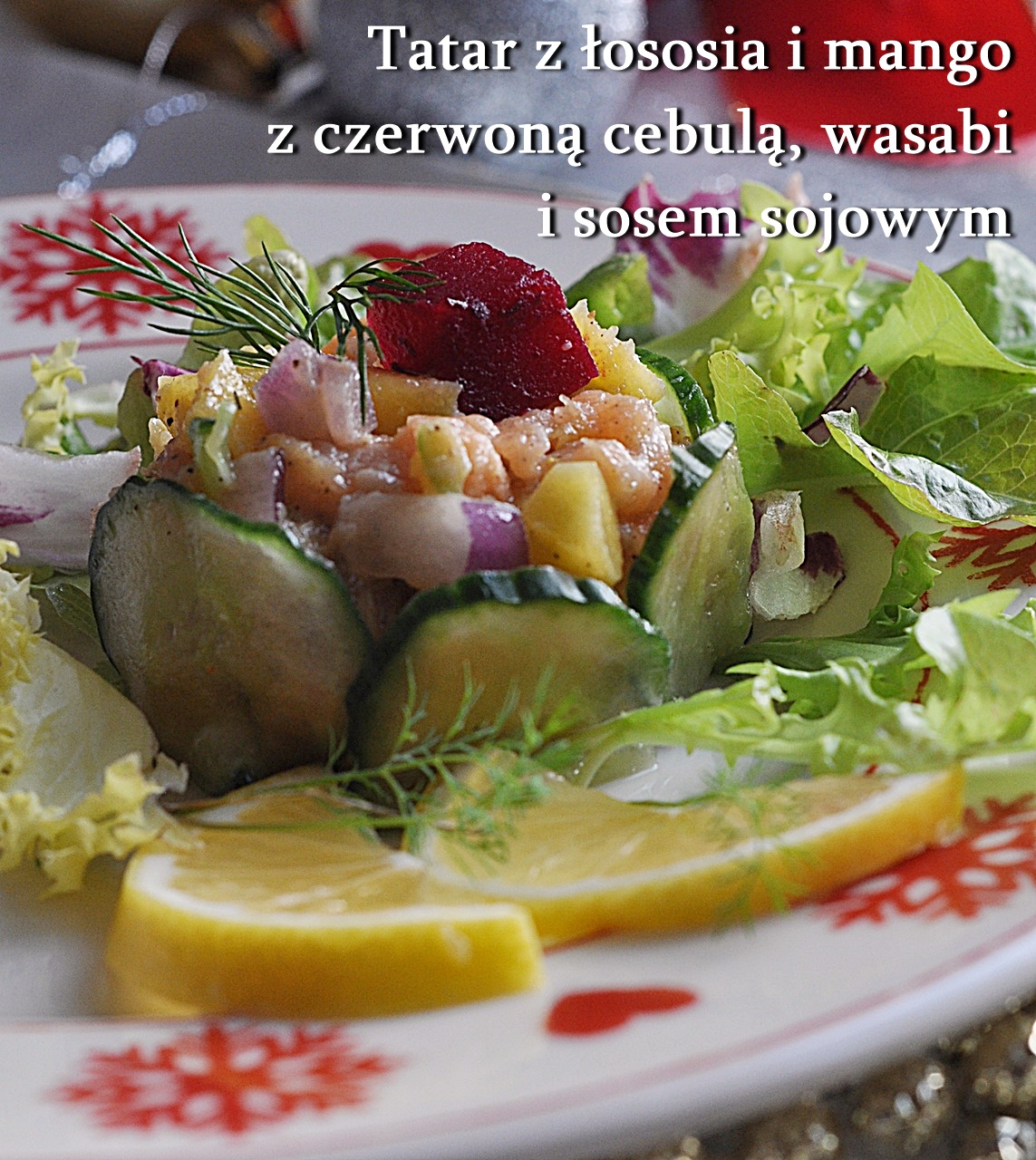 Tatar z łososia i mango